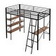 preview thumbnail 11 of 10, Twin Size Metal Loft Kids Bed with Ladder,Guardrails,with Built-in Shelves and Desk,Sturdy Metal Frame