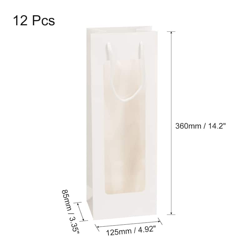 Wine Bags, 12pcs 4.92"x3.35"x14.2" for Wedding Birthday Party Supplies - White