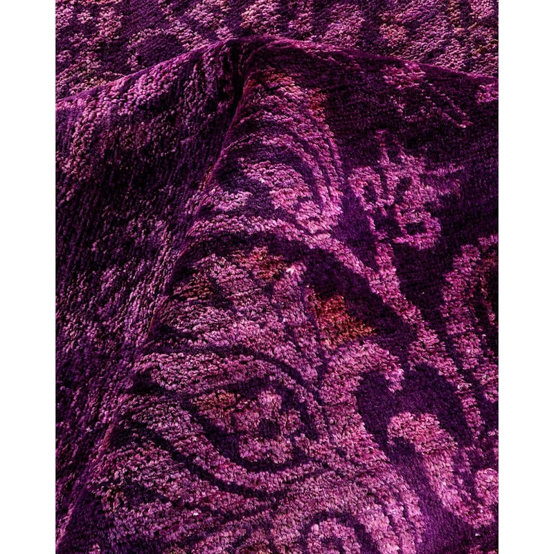 Overton Hand Knotted Wool Vintage Inspired Modern Contemporary Overdyed Purple Area Rug - 6' 0" x 8' 9"