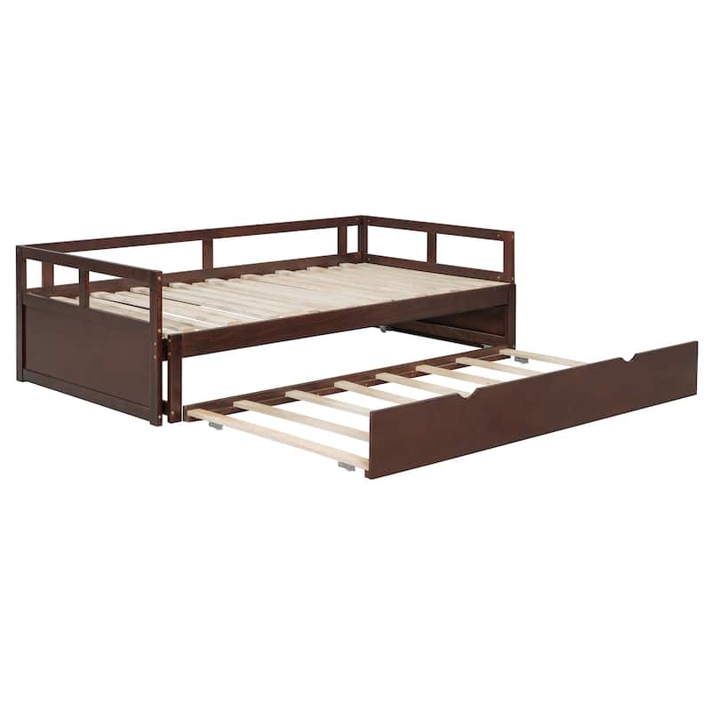 Wooden Daybed with Pull-Out Trundle, Expandable from Twin to King