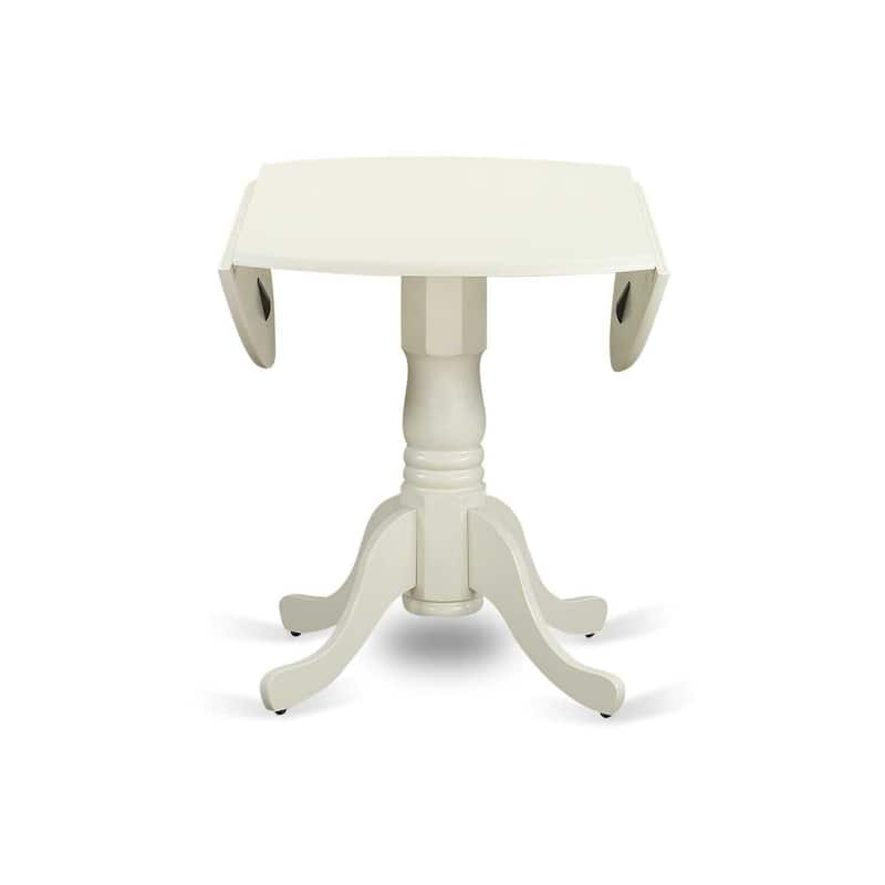 Round 42 Inch Pedestal Dining Table with Drop Leaf Top for Space-Saving Versatility in Modern Kitchen Settings