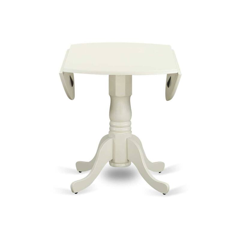 Vintage 5 Piece Dining Set - Round Table with Dropleaf & 4 Chairs - Linen White Kitchen Table
