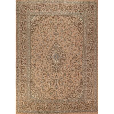 Floral Mashad Persian Vintage Rug Handmade Wool Carpet - 9'8" x 13'1"
