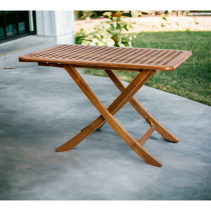 43" Brown Solid Wood Folding Outdoor Side Table - Brown