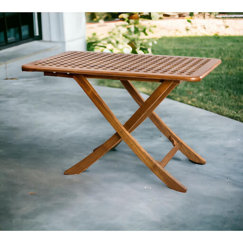 43" Brown Solid Wood Folding Outdoor Side Table