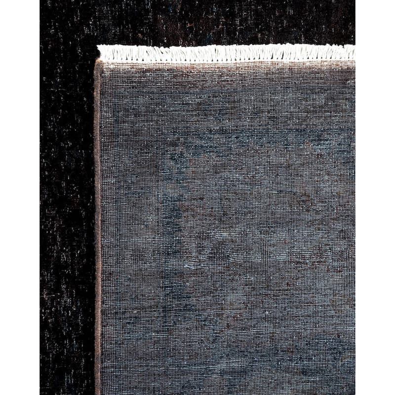 Overton Hand Knotted Wool Vintage Inspired Modern Contemporary Overdyed Black Area Rug - 6' 2" x 8' 10"