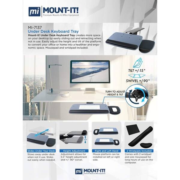 Shop Mount It Adjustable Keyboard And Mouse Drawer Platform With