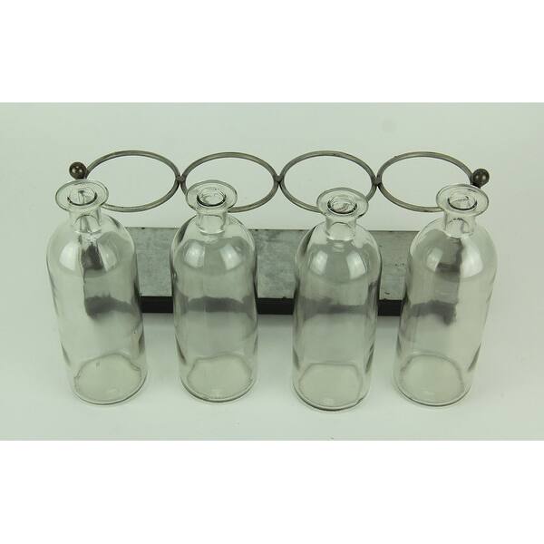 Shop 4 Glass Jar Bud Vases In Rustic Metal Tray 9 75 X 14 X 4