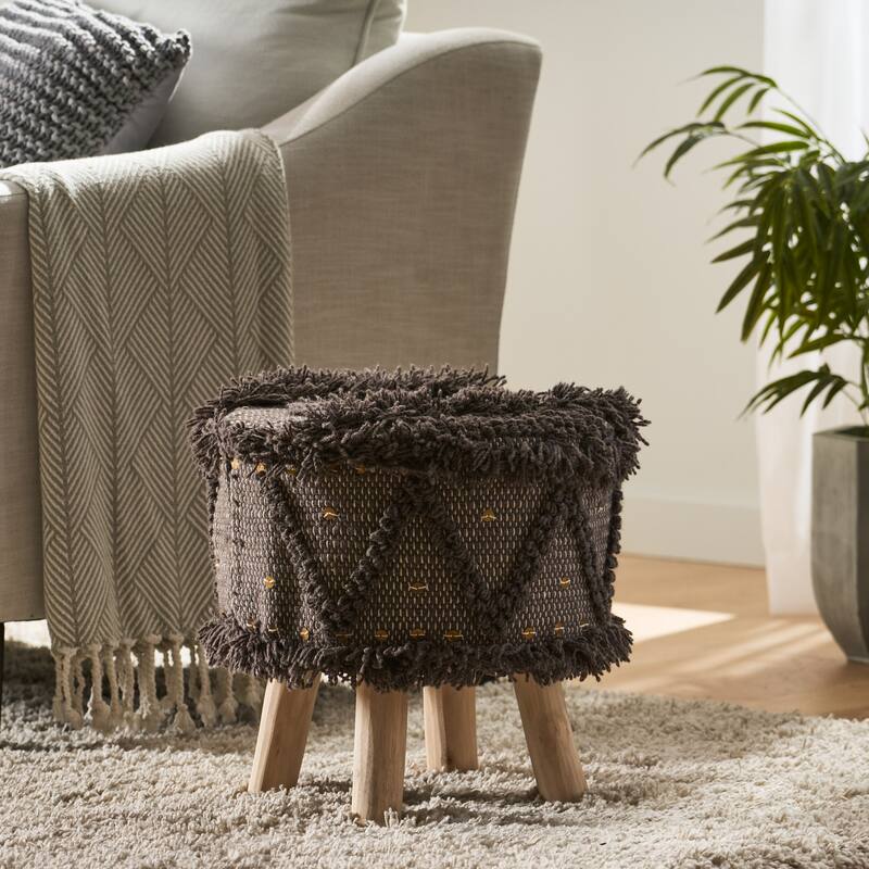 Roja Handcrafted Wool & Cotton 16 X 16 Foot Stool - Multi