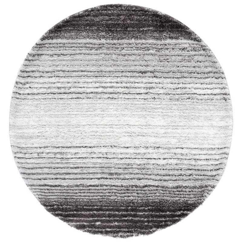SAFAVIEH Berber Shag Kolya Rug - 7' Round - Grey/Dark Grey