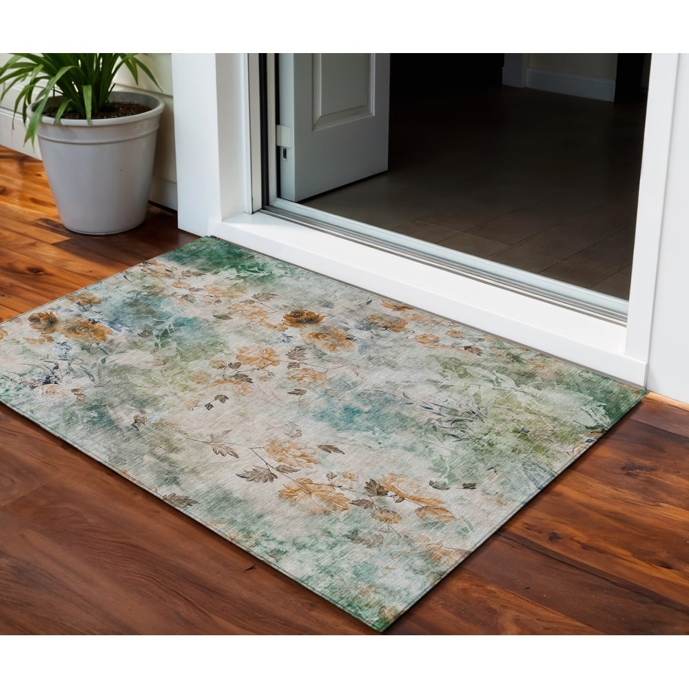 HomeRoots Floral Transitional Rectangle Outdoor Rug