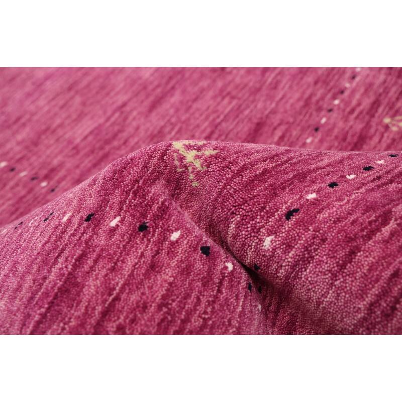 ECARPETGALLERY Hand Loomed Kashkuli Gabbeh Dark Magenta Wool Rug - 5'0 x 7'9