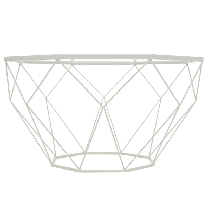 Malibu 29" Modern Octagon Center Coffee Table with Tempered Glass Table top & Sturdy Metal Geometric Base for Living Room Office