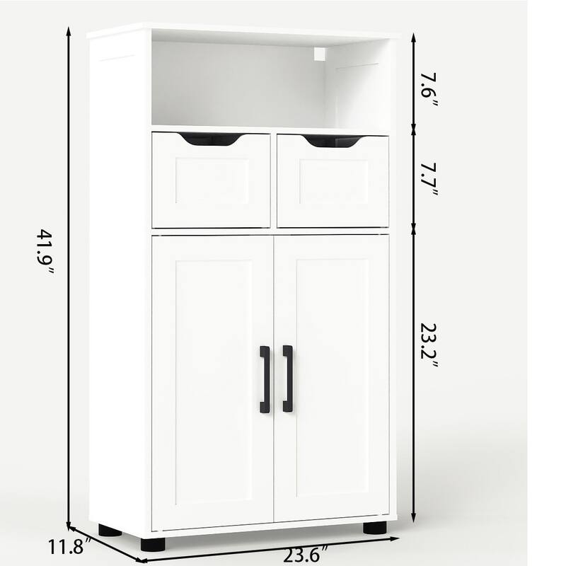 Farmhouse Double Door Storage Cabinet, Adjustable Shelves for Living