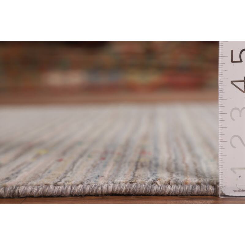 Earth Tone Gabbeh Indian Area Rug Handmade Tribal Wool Carpet - 5'0" X 7'10"