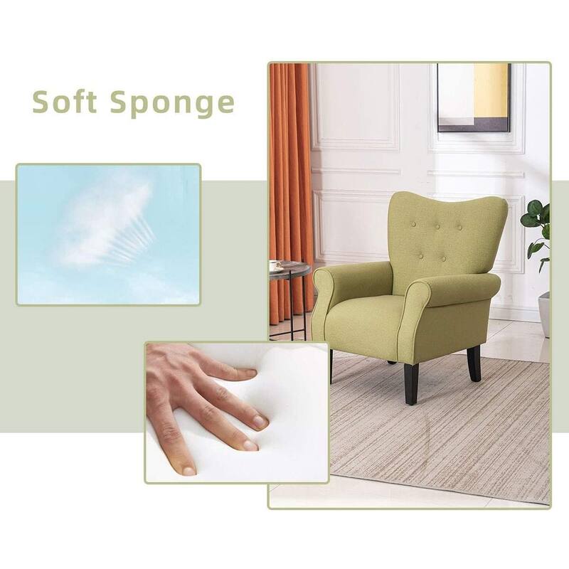 Erommy Wing back Arm Chair, Upholstered Fabric High Back Chair with Wood Legs