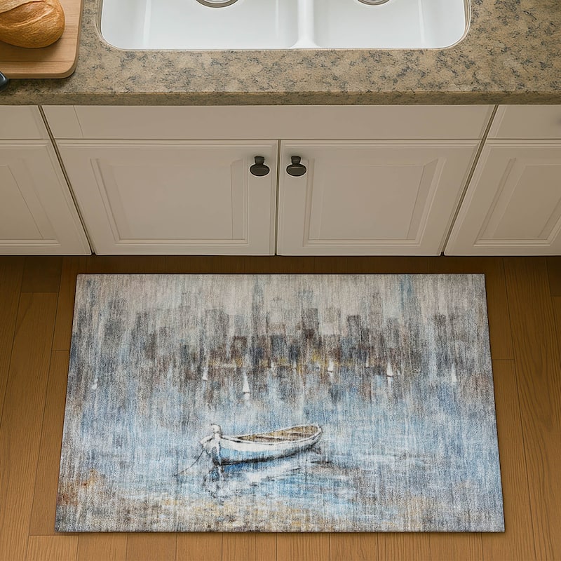 Premium Washable Super Soft Modern Lake Mayfield Rug - Blue - 1'8" x 2'6"