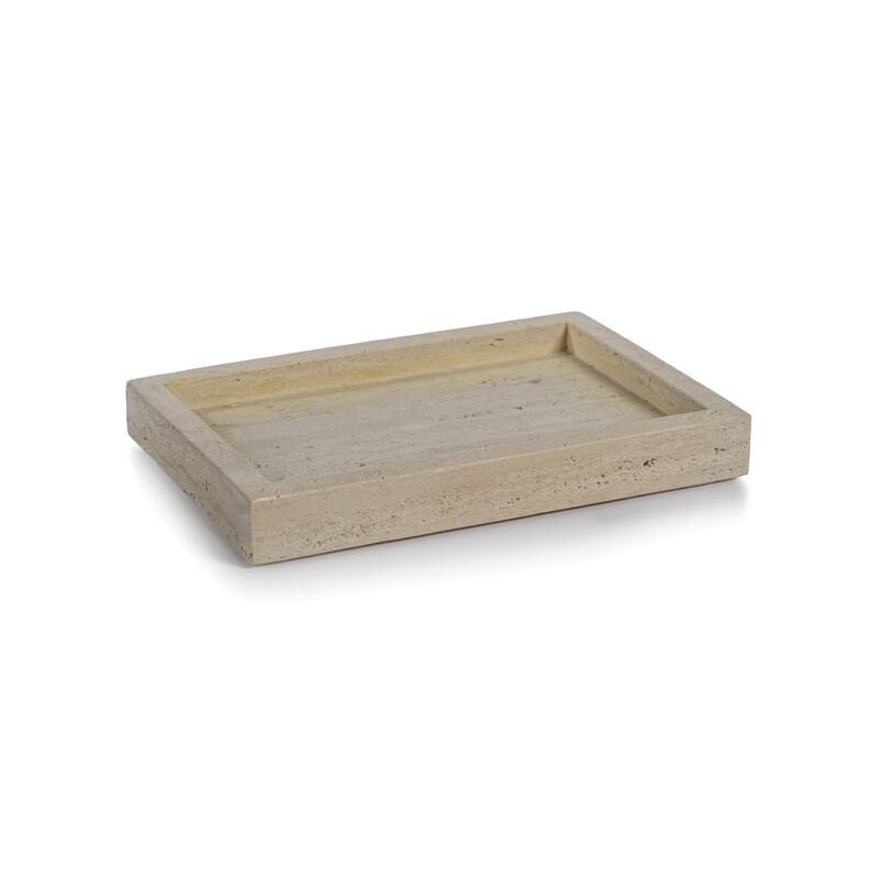 Scotia Travertine Marble Vanity Tray - Beige - 10" x 7"