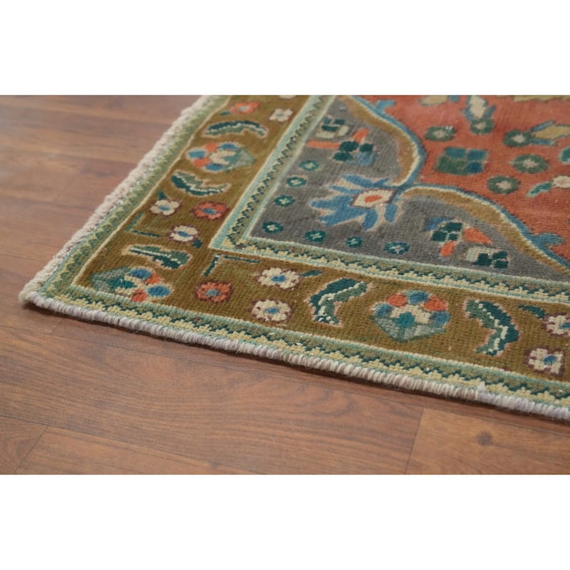 Hand Knotted Oriental 100% Wool Carpet Traditional Medallion Oranges & Rust Tabriz Area Rug - 4' 6'' X 3' 2''