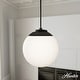 preview thumbnail 1 of 8, Hunter Hepburn 1 Light Pendant - Kitchen Island, Bedroom, Foyer - Globe, Mid-Century Modern, Art-Deco 12" - Matte Black
