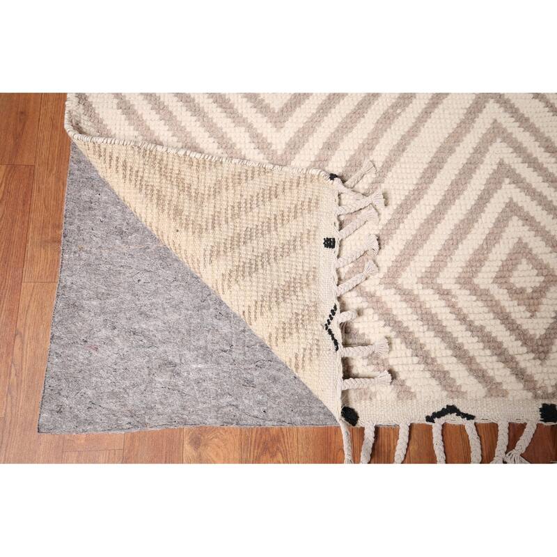 All-Over Geometric Moroccan Large Area Rug Handmade Wool Carpet - 9'10"x 14'9"