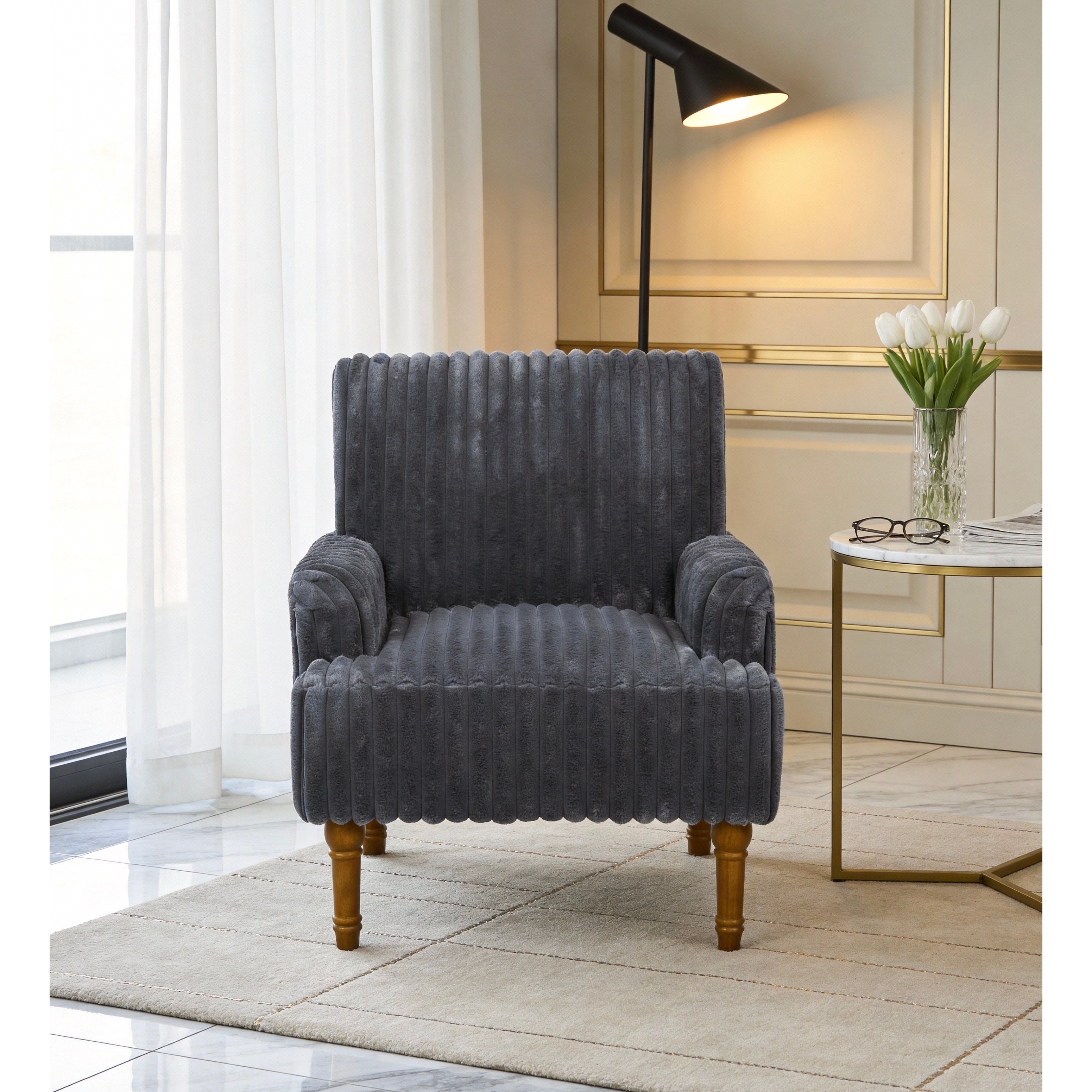 Accent Chair Side Chair Sofa Chair with Wood Legs, Leisure Chair Club Chair Upholstered Chair Reading Chair