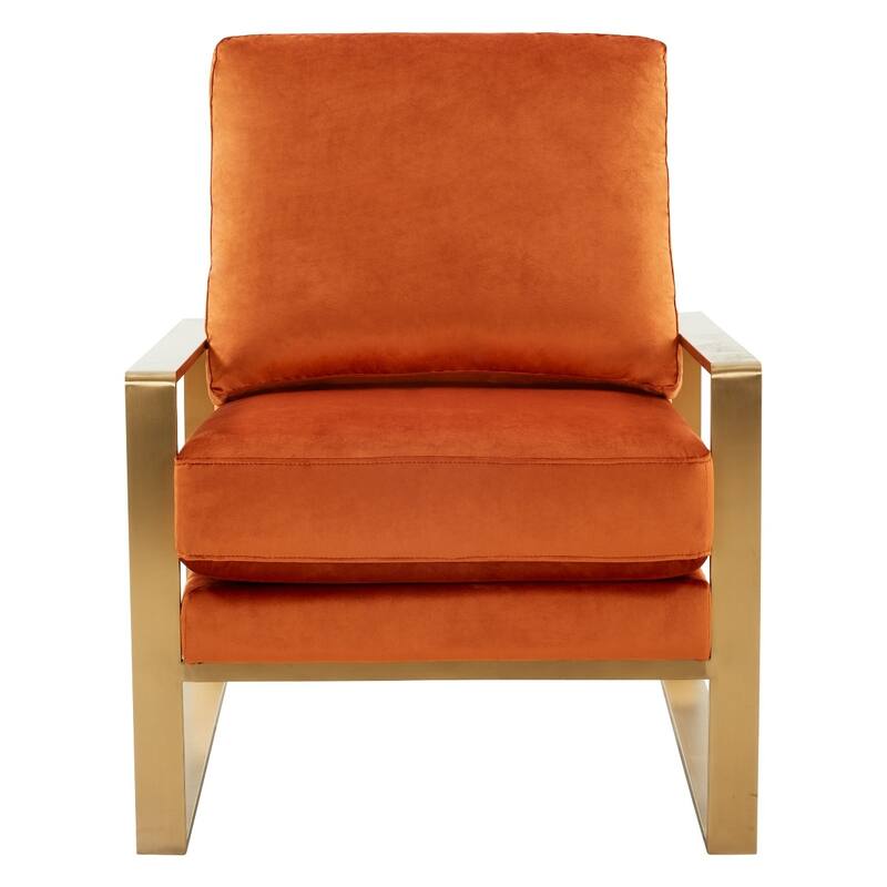 LeisureMod Jefferson Modern Velvet Accent Armchair With Gold Base