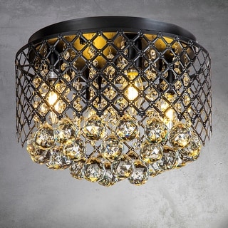 Classic Glam Cage Crystal Flush Mount Ceiling Light