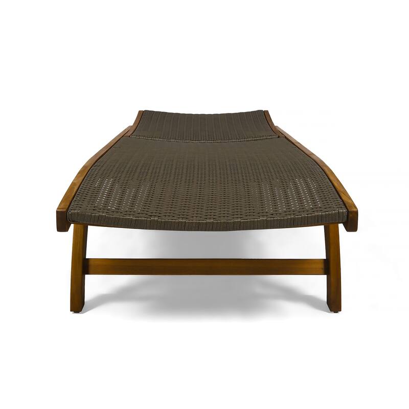 Banzai Outdoor Wicker and Wood Chaise Lounge (Set of 4) by Christopher Knight Home