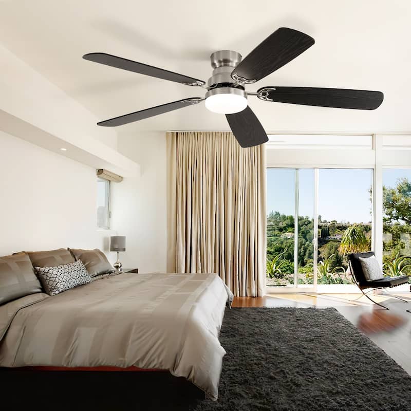 42"/52" Ceiling Fan with Remote,Dual Blade Finish,3CCT LED Light,Plywood Blades,Flush Mount and Downrod Mount
