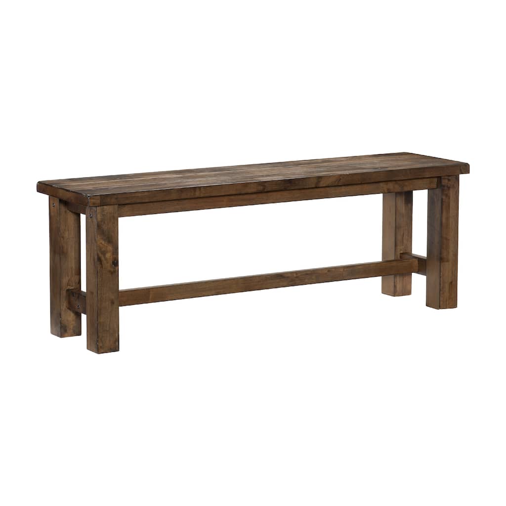 Rick Dining Bench, 52 Inch Transitional Natural Brown Rubberwood