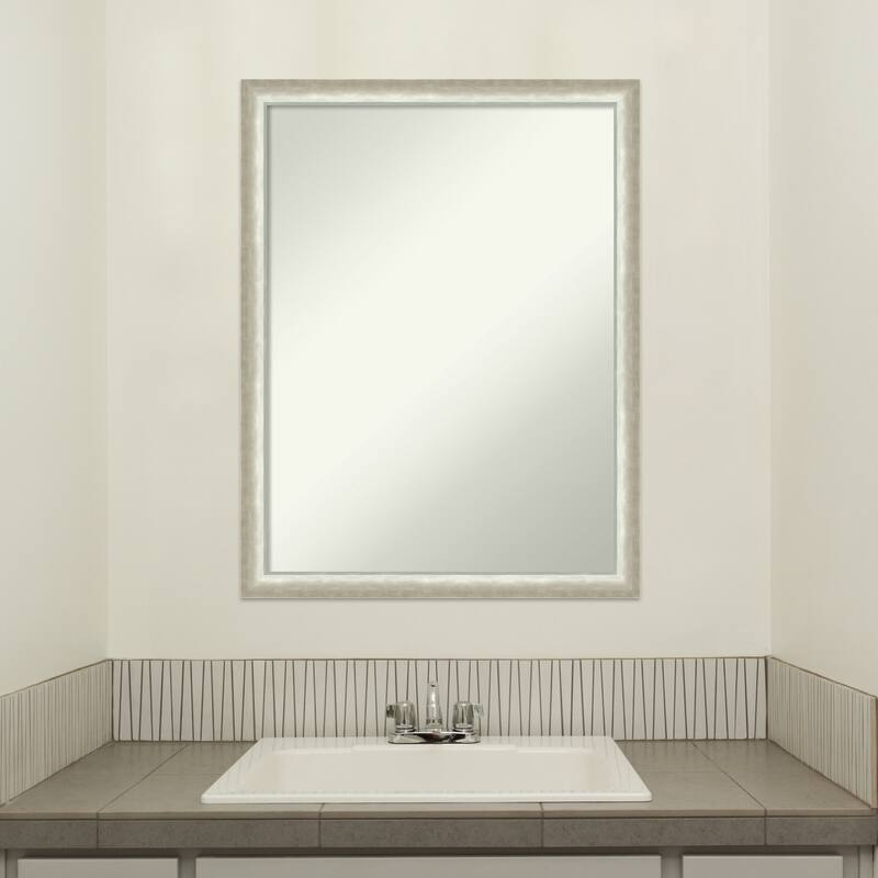 Two Tone Non-Beveled Wood Framed Bathroom Vanity Wall Mirror