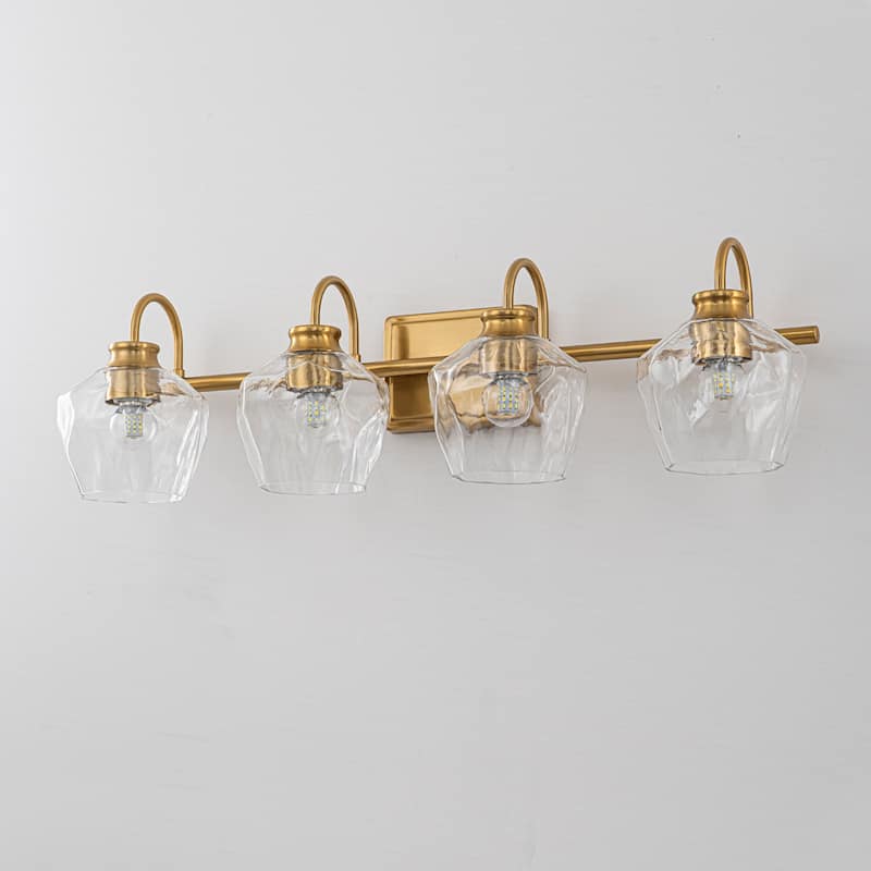 Modern 3/4-lights Bathroom Dimmable Vanity Lights Wall Sconces with Glass Shade