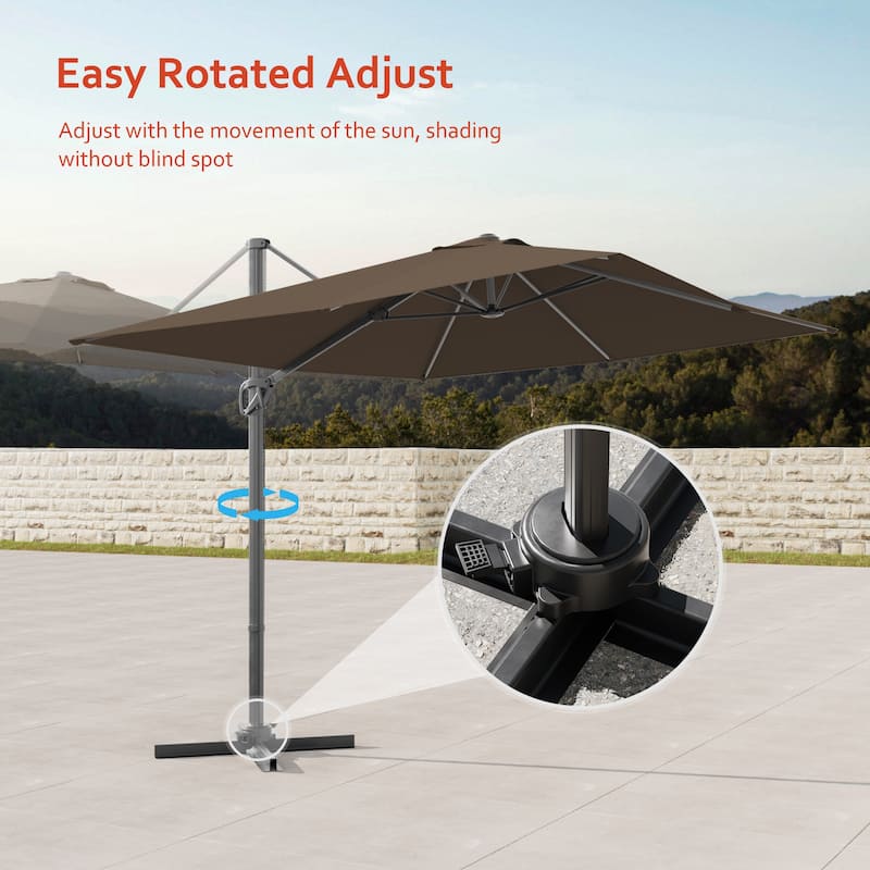 LIVOOSUN 10x8FT Rectangular Cantilever Patio Umbrella Aluminum Frame