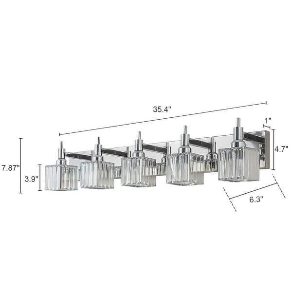 dimension image slide 3 of 23, 2/3/4-Light Modern Bathroom Crystal Vanity Light Wall Sconces