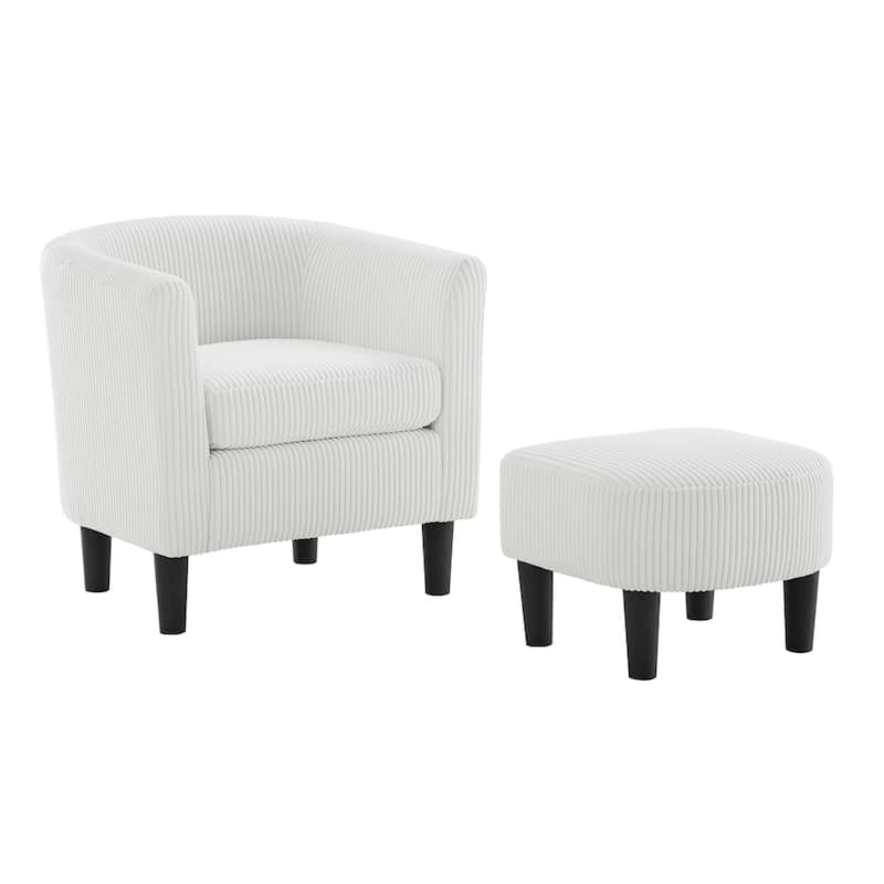 Corduroy Single Sofa Chair with Ottoman Foot Rest