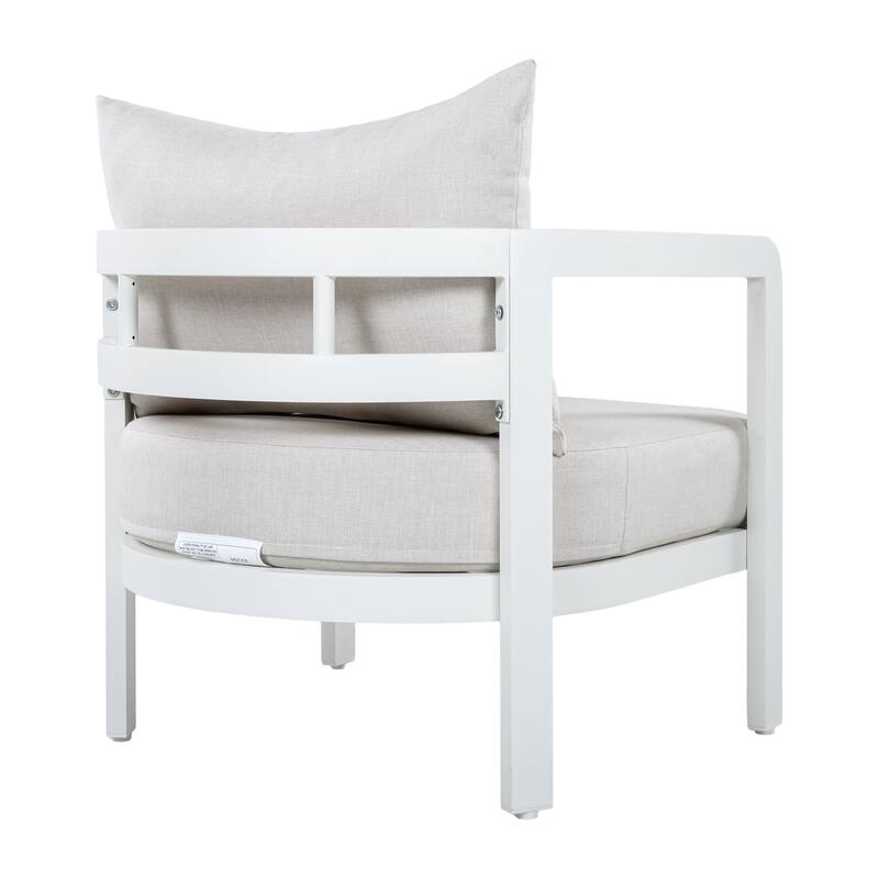 Christopher Knight Home - Modern 27.6" Outdoor Curved Back Patio Club Chair with Aluminum Frame & Water-Resistant Cushions