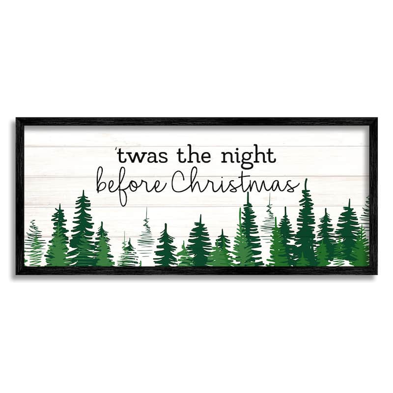 Stupell Night Before Christmas Trees Framed Giclee Art Design by Kim Allen - 30 x 13 - Black