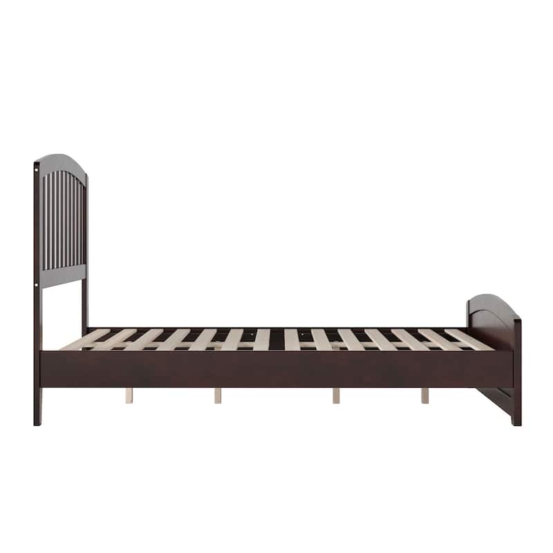 Full Platform Bed - Low Profile Wood Bed Frame with Footboard - Modern Bedroom Furniture