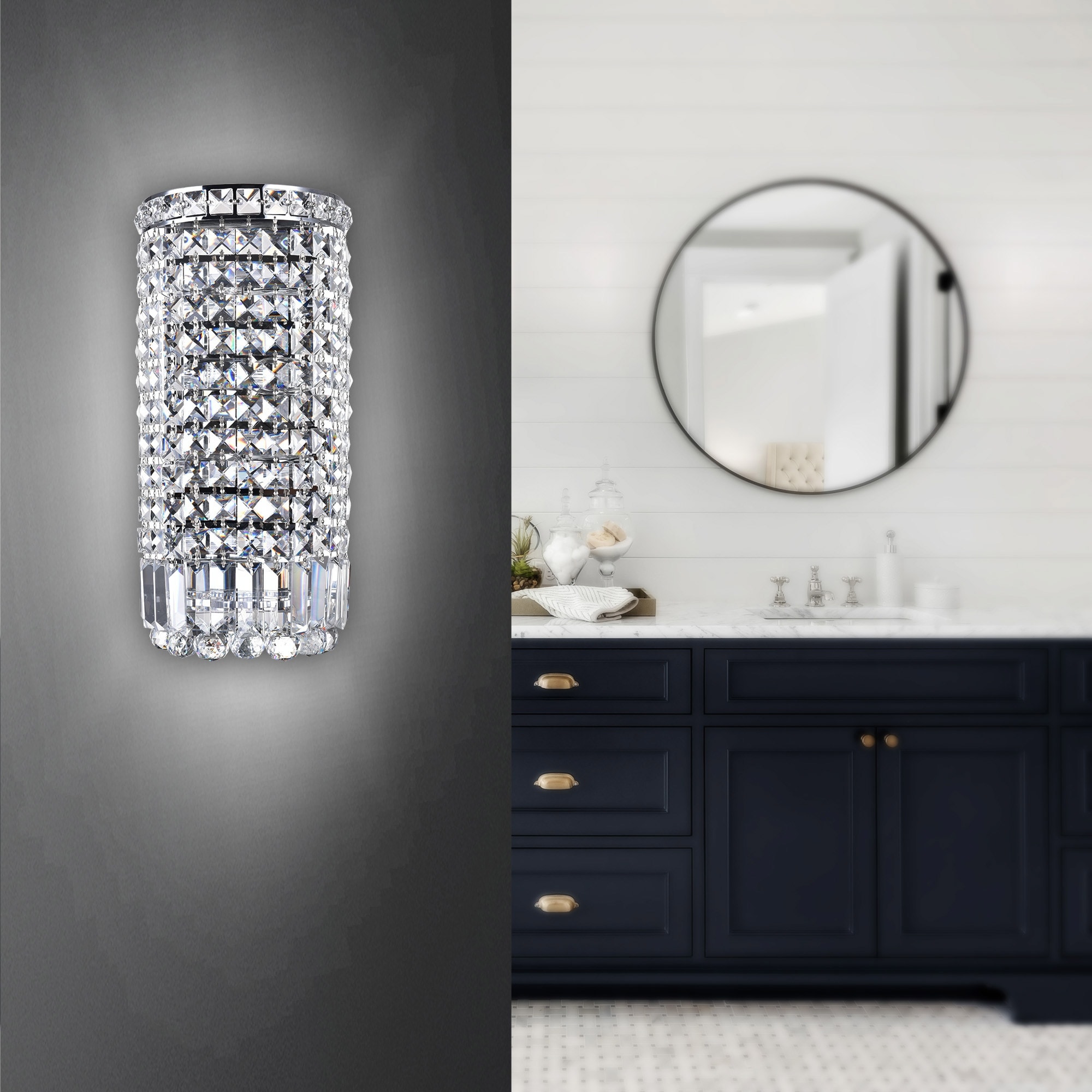 CWI Lighting Colosseum 4 Light 6in Chrome Bathroom Sconce with Crystals