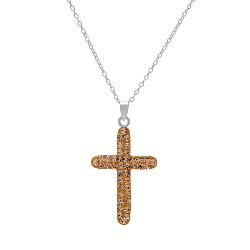 Victoria Townsend .925 Sterling Silver & Crystal Cross Pendant - Champagne