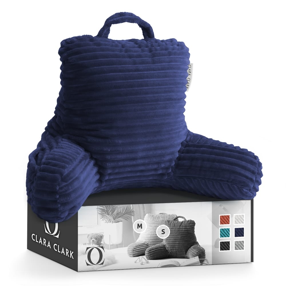 Empyrean Cut Plush Striped Reading Pillow - Back Support Shredded Memory Foam Bed Rest Pillow with Arms