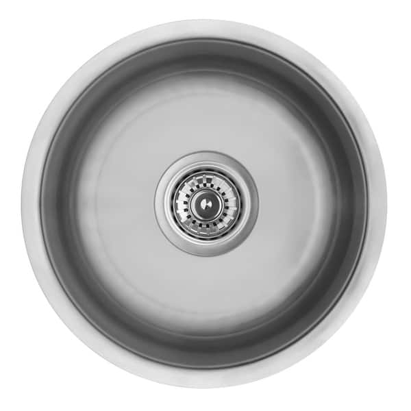 slide 2 of 4, Karran 15" Round Undermount Stainless Steel Bar/Prep Sink