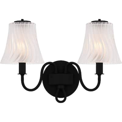 McKinney 2-Light Matte Black Bath Light