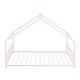 preview thumbnail 3 of 9, Pink Full Size Metal House Bed with Roof, Fence, and Back for Kids