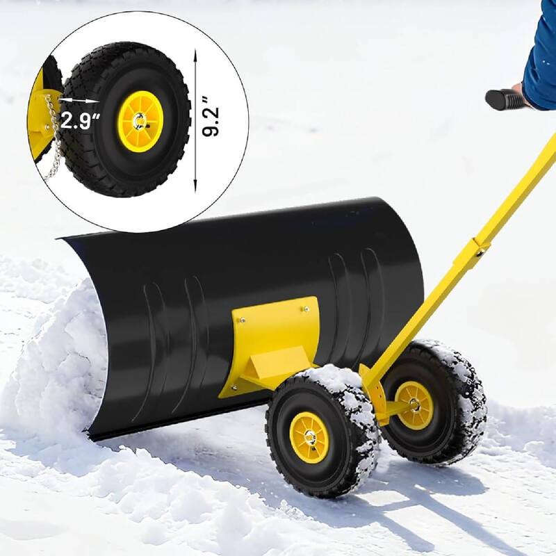 Heavy Duty Single Rod 36-Inch Steel Snow Shovel Plow for Driveways, Sidewalks, Yards
