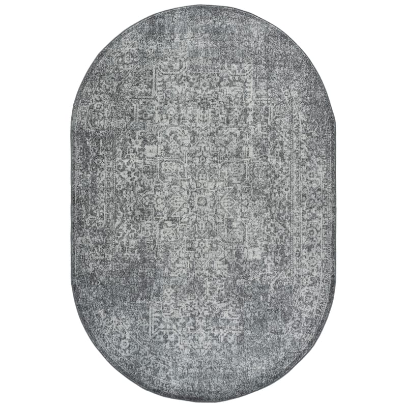 SAFAVIEH Evoke Pety Vintage Distressed Rug - 6' x 8' Oval - Silver/Ivory
