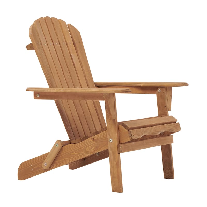Outdoor Wooden Folding Adirondack Chair Set of 2 with Pre-Assembled BackRest, for Garden Backyard Porch Pool