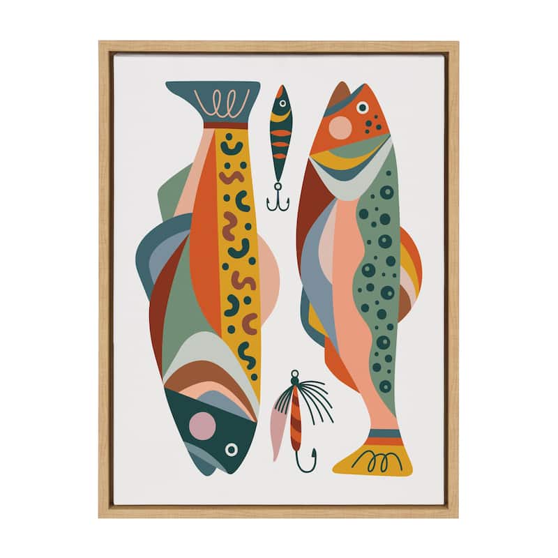 Kate and Laurel Sylvie Gone Fishing Framed Canvas by Rachel Lee