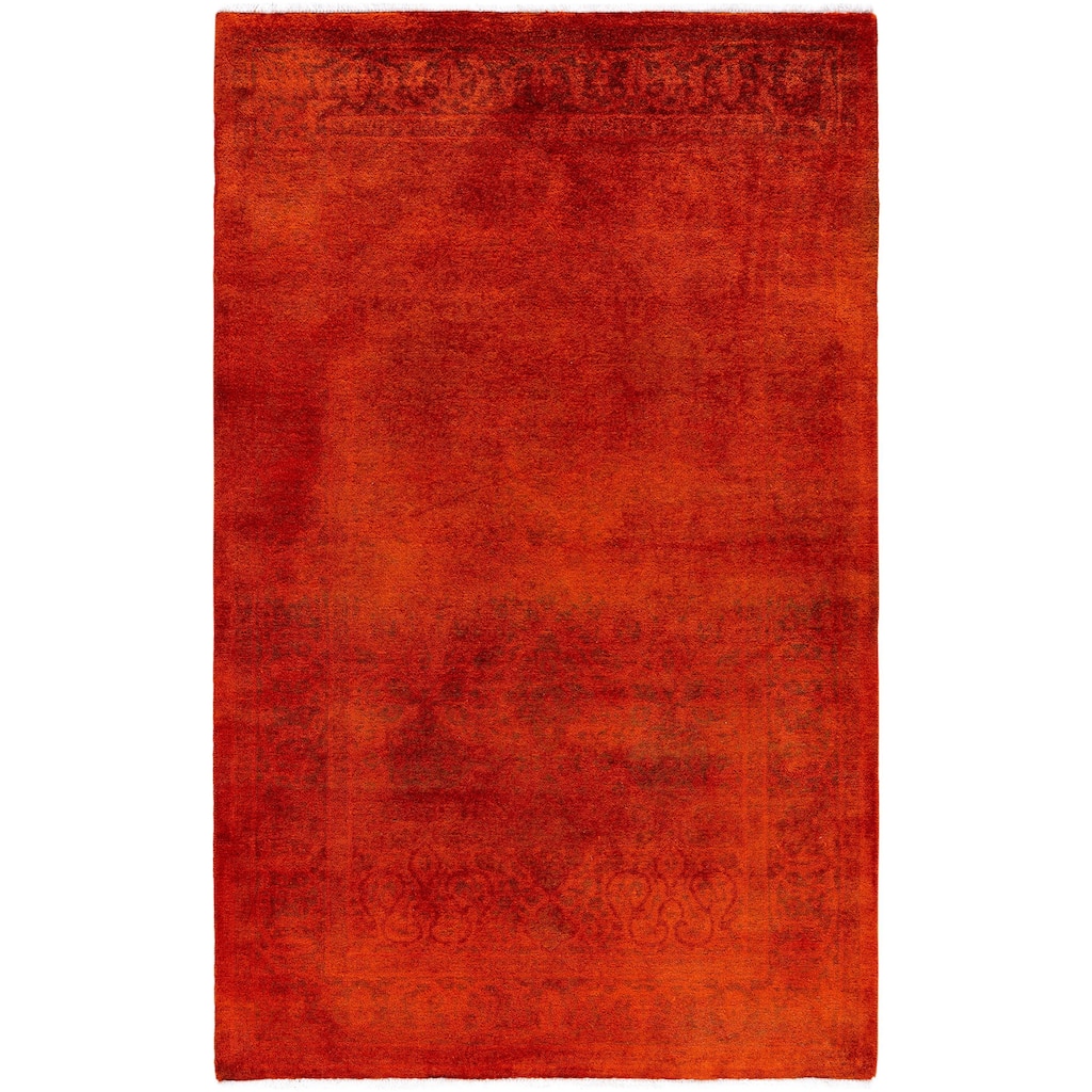 Overdyed One-of-a-Kind Hand-Knotted Area Rug - Orange - 3' 3" x 5' 10"